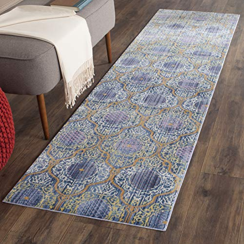 SAFAVIEH Valencia Collection Runner Rug - 2'3 x 8', Lavender & Gold, Boho Chic Distressed Design, Non-Shedding & Easy Care, Ideal for High Traffic Areas in Living Room, Bedroom (VAL106L)