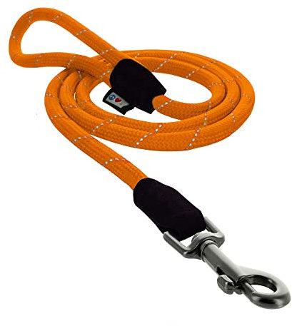 PAWTITAS 1.8 M Training Dog Lead Durable Medium Rope Lead for Dogs Premium Quality Heavy Duty Rope Lead Strong and Comfortable - Orange Puppy Lead