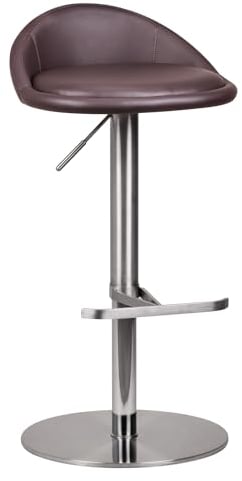 FineBuy Barhocker Edelstahl höhenverstellbare Sitzhöhe 54-79 cm, Design Barstuhl mit Rückenlehne, Bistrohocker Barsitz Gepolstert, Thekenhocker 360° Drehbar, Tresenstuhl Modern
