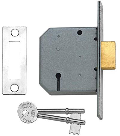 Union Locks 2177 3 Lever Mortice Deadlock 65mm - Satin Chrome (Visi Pack)