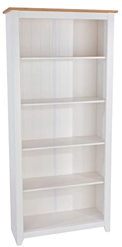 Core Products, Capri Tall Bookcase, White with solid Pine Top