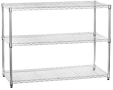 Shopfitting Warehouse Chrome Wire Shelving Unit - 3 Tier, H900 x W1200 x D450 mm