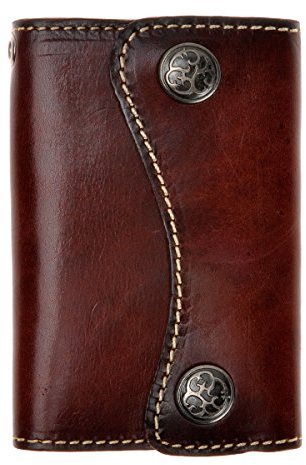 ZLYC Genuine Leder Two Buttons Key Geldbeutel Card Holder Key Case Keychain Schlüsselmäppchen(Dunkel Braun),Einheitsgröße
