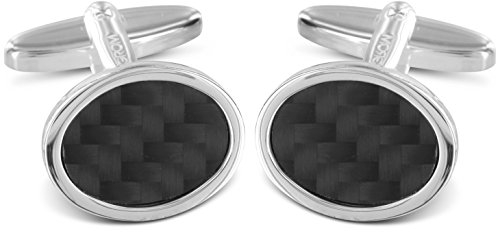 Grom Manschettenknöpfe Silber Carbon