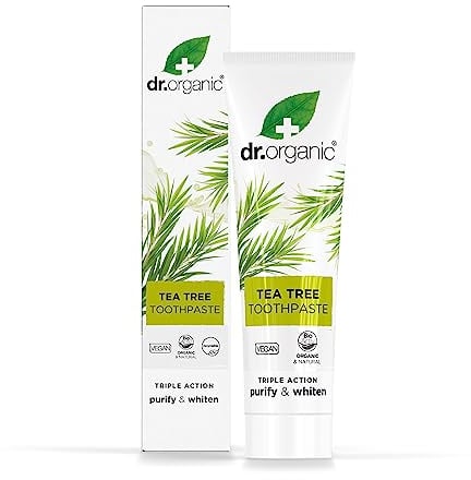 Dr Organic Tea Tree Toothpaste, Purifying, Natural, Natural, Vegan, Cruelty-Free, Paraben & SLS-Free, Recycled & Recyclable, Organic, 100ml, Packaging may vary