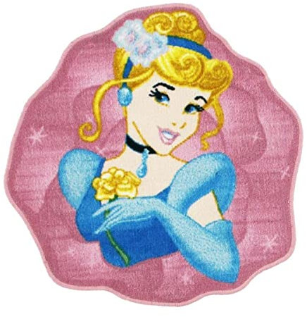 The Deco Factory Disney – Teppich Bedruckt Prinzessin Cinderella, Disney, Rosa, 67 x 67 cm