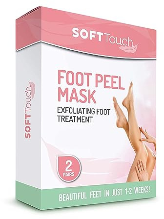 Dermora Soft Touch Foot Peel Mask - förpackning med 2 fot skalningsmasker för torra, spruckna klackar och calluses - exfolierande fotmask peel för baby mjuk hud (original)