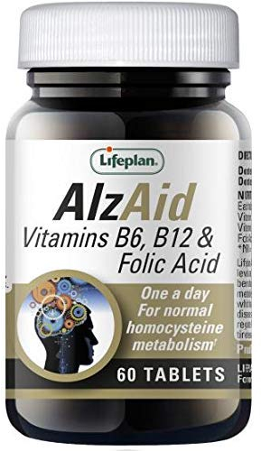 Lifeplan AlzAid Vitamins B6, B12 & Folic Acid Tablets x 60. Reduces Tiredness & Fatigue. for Normal Psychological Function