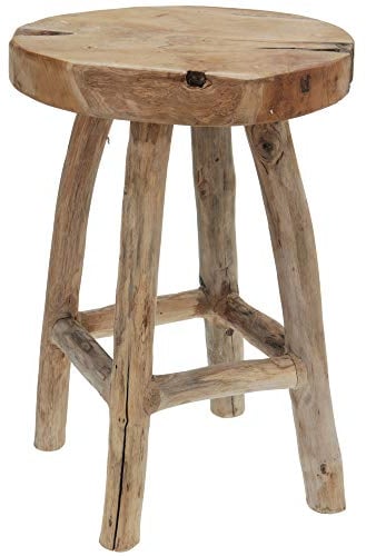 Teakholz Hocker J050 42cm Sitzhocker Beistelltisch Rund