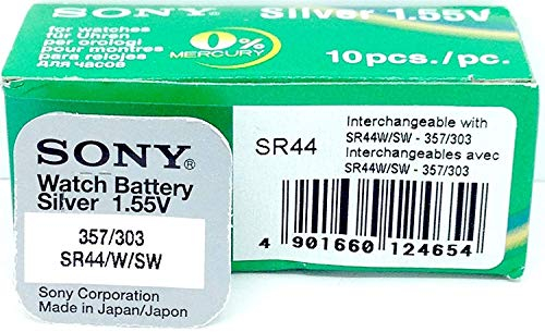 Sony Silber-Oxid Knopfzelle Code 357 155 V 180mAh, 10er Packung