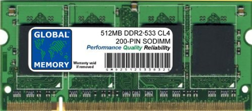 Global Memory 512MB DDR2 533MHz PC2-4200 200-Pin SODIMM Speicher RAM für Laptops/Notebooks
