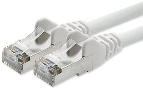 1aTTack.de 1x 30m Cavo di rete Cat5e SFTP 2x RJ45 bianco | Cavo SFTP con schermatura lamina+treccia, 2 connettori RJ45; per router, switch, PC e patch panel