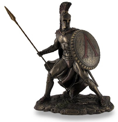 Leonidas, griechischer Kriegerkönig, bronzefarbene Skulptur-Statue