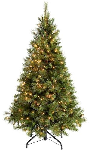 WeRChristmas Pre-Lit Victorian Pine Multi-Function Christmas Tree with 400 Warm White LED Lights, Green, 6 feet/1.8 m