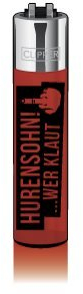 CLIPPER® Feuerzeug - Hurensohn wer klaut - red