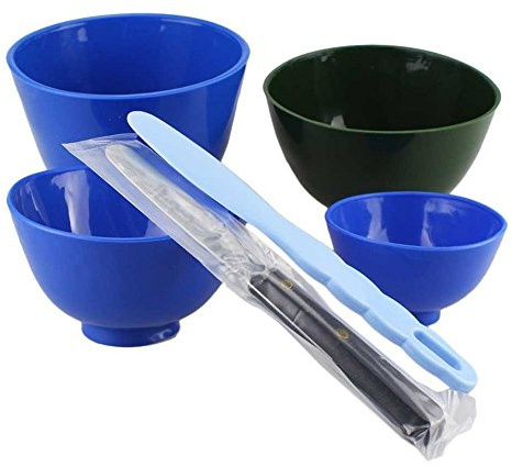 Earlywish 4 pcs Dental Lab Rubber Mixing Bowls + 2 Spatulas
