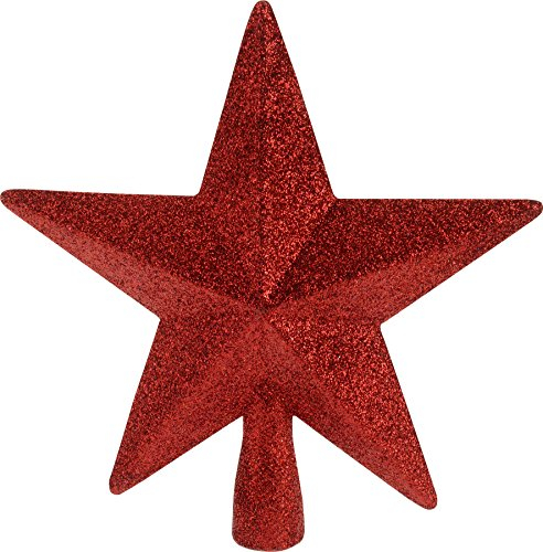 Baumspitze Stern Baumschmuck Christbaumspitze Weihnachtsstern Weihnachtsbaumstern Weihnachtsbaumspitze Kunststoff 5 Zacken Baum Spitze Glitzerpailetten19 cm 3D rot