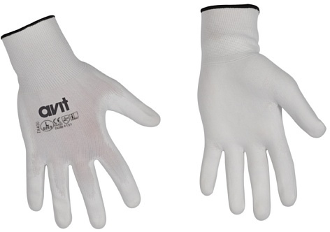 Avit Arbeitshandschuhe | aus Nylon | PU-beschichtet | Weiß | Größe XL | AV13075