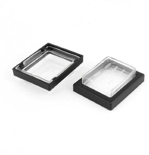 Sourcingmap 2 Pcs Black Clear Rectangle Plastic Waterproof Switch Covers Guards