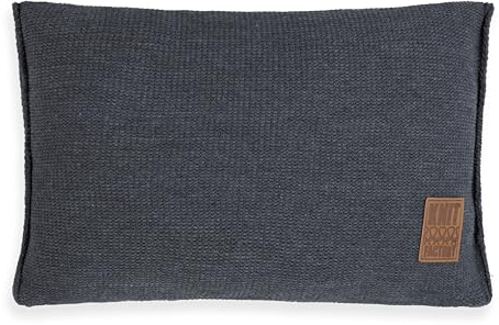 KNIT FACTORY - Uni Zierkissen - Rechteckige Sofa Kissen - Anthrazit - Gestrickter Dekokissen - Couchkissen - 60x40 cm - Kissenbezug mit Füllung und Bezug