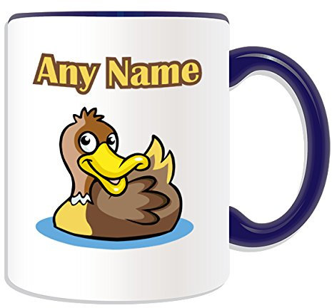 Personalisiertes Geschenk – Quark Quark Ente Becher (Animal Bird Design Thema, Farbe Optionen) – alle Nachricht/Name auf Ihre einzigartige Tasse, keramik, blau