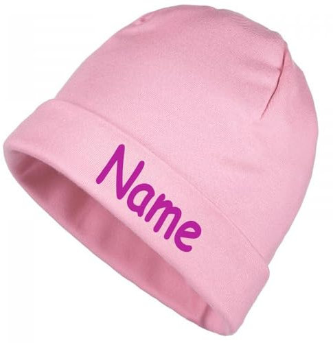 Elefantasie Mütze Uni rosa mit Namen oder Text personalisiert für Baby oder Kind aus 100% Baumwolle mit UV-Schutz