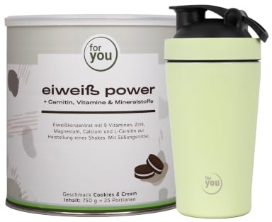 for you Power Eiweiß Cookies & Cream 750g + Gratis Shaker – Mehrkomponenten Eiweißpulver nach Dr. Strunz | Hochwertiges Protein Pulver mit L-Carnitin, Vitaminen & Mineralstoffen