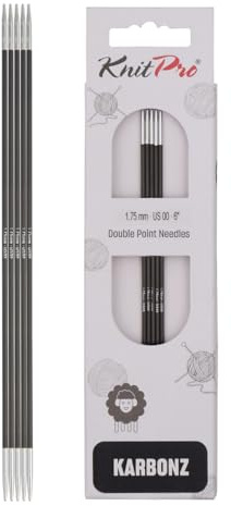 KnitPro K41123 Strumpfstricknadeln, Karbon/Messing, Schwarz, 21x5x0.9 cm, 5