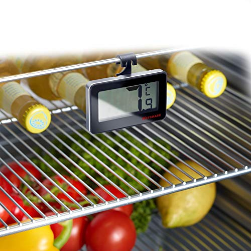 Westmark Digitales Kühlschrankthermometer, Zur Messung im Raum oder im Kühlschrank, Kunststoff/Glas, Silber/Schwarz, 52152280