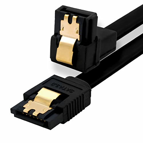 BIGtec 0,5m SATA Kabel S-ATA III Datenkabel Anschlusskabel schwarz Winkel HDD SSD 6GBit/s Stecker L-Type/L-Type 90° 50cm vergoldet gerade/gewinkelt serial ATA Verriegelung SATA-3