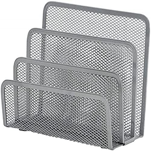 Desktop Mail Sorter Q-CONNECT Metal 3 Compartments Silver/Presentation/Type-Desktop/Kind-for Mail/Material-Metal/Dividers-3 / Colour-Silver/Size-N/D/Dimensions (mm)-170x135x83
