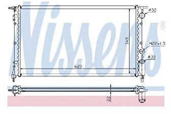 NISSENS Kühler Motorkühlung Kühler Wasserkühler Motorkühler Netzbreite 378mm Netzlänge 620mm Netztiefe 23mm 63918