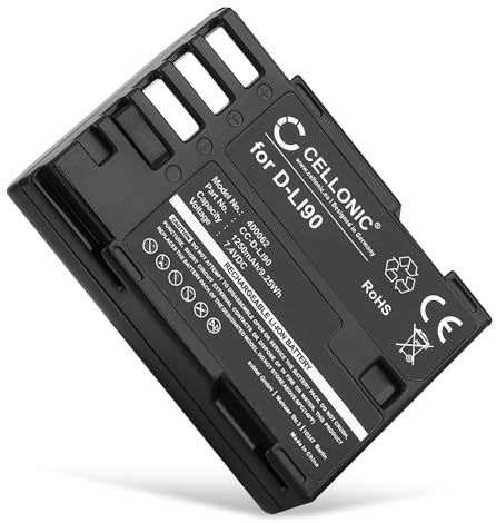 CELLONIC Batterie Compatible avec Pentax 645Z, 645D, Optio E85, M85, D-LI90 | 1250mAh, 7.4V, Lithium Ion pour Pentax K-01, K-1, K-1 II, K-3, K-3 Mark III Monochrome, K-5, K-5 IIs, K-7