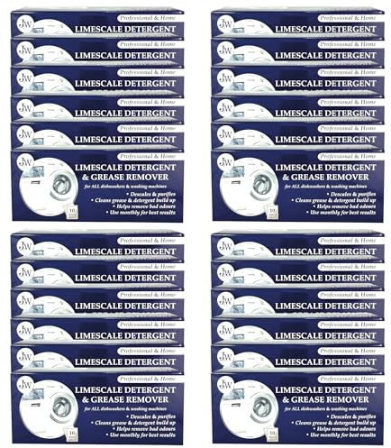 JYW Limescale & Grease Remover & Descaler Detergent for Cleaner Washing Machines & Dishwashers 10 x 50g Powder Sachets (Pack of 24)