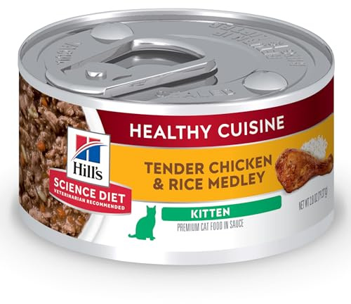 Hill's Science Diet Kitten Healthy Cuisine Wet Cat Food, Chicken & Rice, 2.8 oz. Cans, 24-Pack