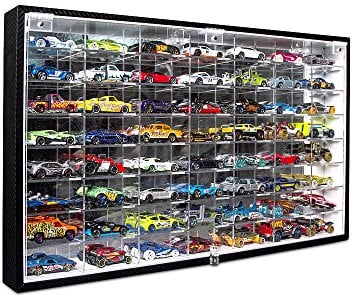 JACKCUBE Design Modellautos 1/64 Rahmen Druckguss Schaukasten Lagerschrank Regal Wandhalterung Gestellrahmen für 56 Collectible Car (Schwarz, 62,5 x 35 x 5,2 cm) – MK184