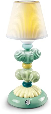LLADRÓ Lámpara De Mesa Firefly Cactus. Verde. Lámpara de Porcelana.