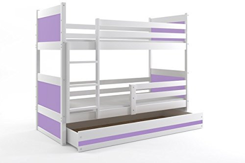 LETTO A CASTELLO RICO per bambini 200x90 bianco/viola + materassi gratuiti