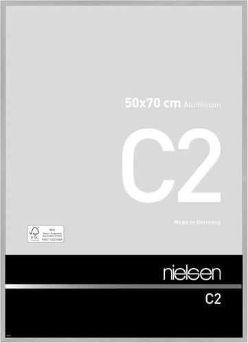 nielsen Bilderrahmen, 50 x 70 cm, Aluminium, Silber matt, Posterrahmen zum Aufhängen im Hoch- & Querformat, Echtglas, C2