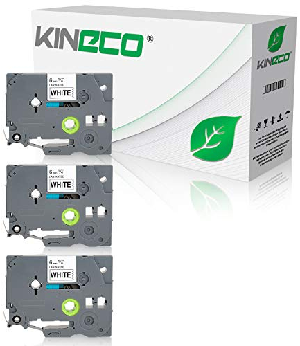 Kineco 3 Schriftbänder kompatibel für Brother TZE-211 TZ-211 6mm/8m - Schwarz auf Weiß P-Touch H100LB H100R H105 E100 E100VP D200 D200BW D200VP D210 D210VP