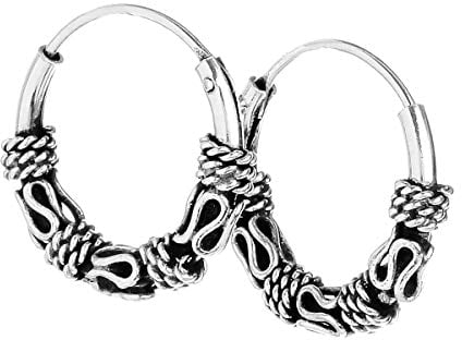 NKlaus PAAR 925 STERLING SILBER Keltische Bali Amica Ohrringe Creolen s 12mm 7096