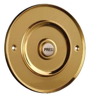 Byron 2207p3pvd 100mm Wired Circular Door Bell with Porcelain Push Coated Brass
