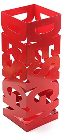 Versa Design Porte-Parapluie pour l'Entrée, Chambre ou Hall, Porte Parapluie Moderne, Dimensions (H x l x L) 52 x 19 x 19 cm, Métal, Couleur: Rouge