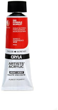Daler-Rowney Cryla Acrylic 75 ml Pyrrole Scarlet, Professional Artists