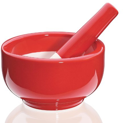 KÃ ¼ chenprofi 12 cm glänzend Mörser und Stößel, Eltern rot