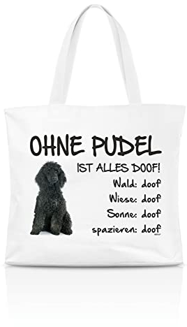 AdriLeo Einkaufstasche Ohne Pudel ist alles doof! (schwarzes Fell)