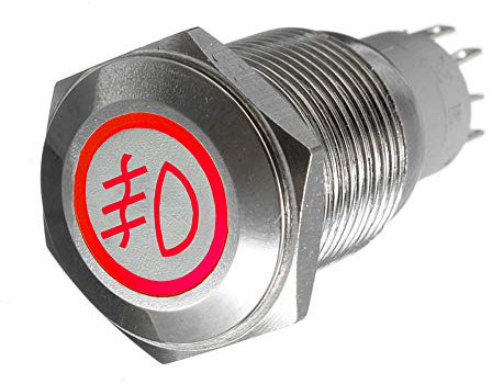 Mintice Acciaio Inossidabile 12V 3A Rosso Luce Auto Bilanciere Pulsante Interruttore a Levetta in Metallo Bottone 16mm Fendinebbia On off