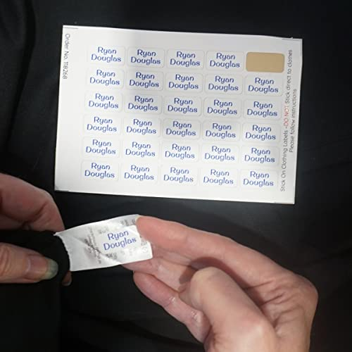 Funky Labels Personalised Washable Stick‑On Clothing Name Labels (30 Pack) – No‑Iron, Waterproof Name Stickers for Kids School, Nursery & Care Home