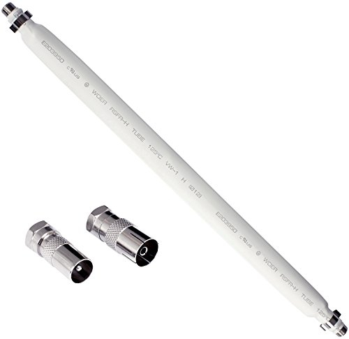 Poppstar - 1x 31,5 cm câble plat passe-fenêtre SAT, couleur blanc, 2x F-Connecteurs à l'antenne (1x mâle, 1x femelle)