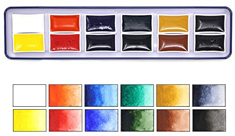 Artway High Pigment Watercolour Paint Set - 12 Pans / Colours